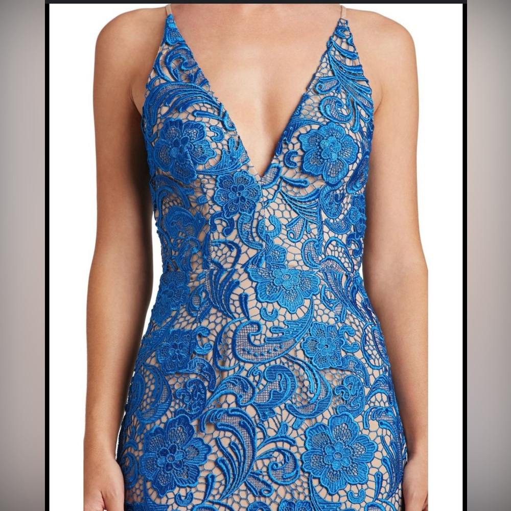 Dress the Population Allie Lace Dress in Cobalt - Size Medium